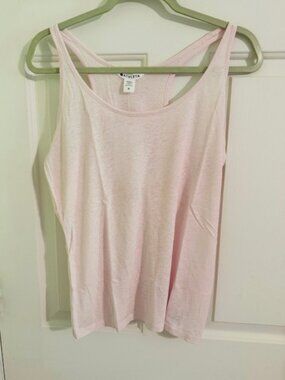 Athleta Getaway Linen Blend Tank Shell Pink Size M NWT